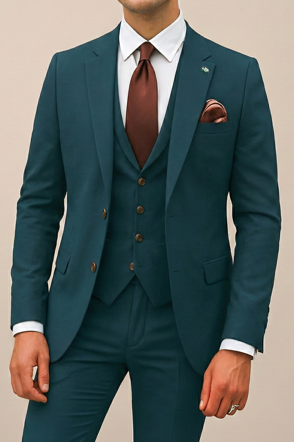 Men's Slim Fit Three-Piece Suit – Formal Set for Weddings & Parties