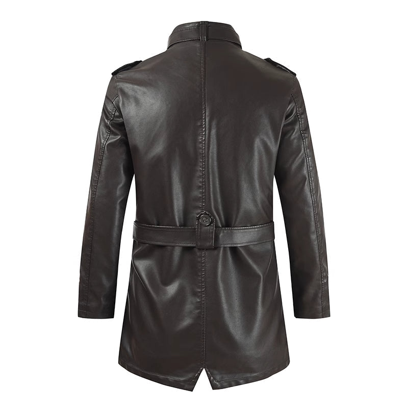 Zayko Men's Long Leather Coat – Comfortable Fit and Elegant Style for Winter