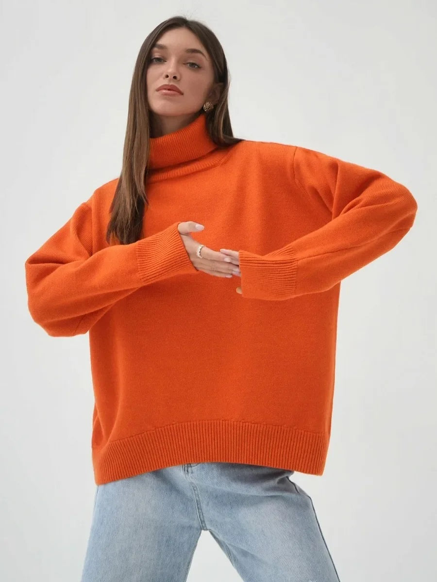 Elise Oversized Turtleneck Sweater for Women – Soft and Warm Knit Sweater with Timeless Style