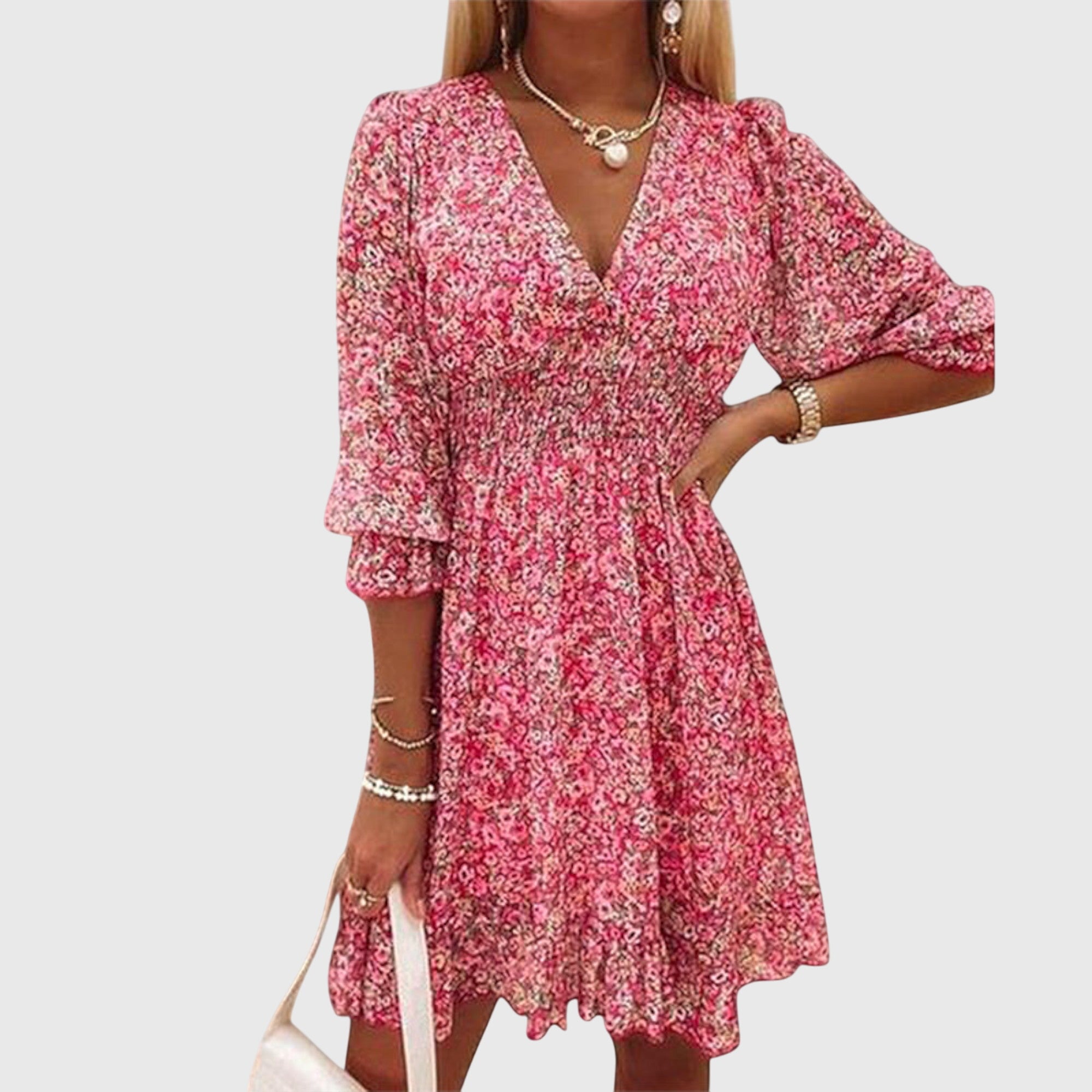 Floral Puff Sleeve Dress – Breathable Fabric & Lightweight Feel