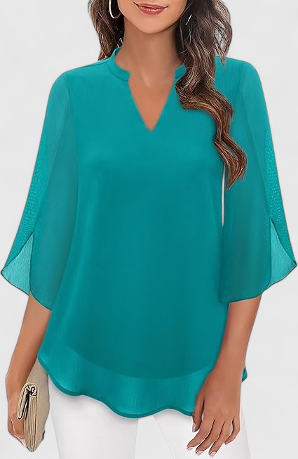 Denim V-Neck Women's Top – Flattering Silhouette & All-Day Comfort