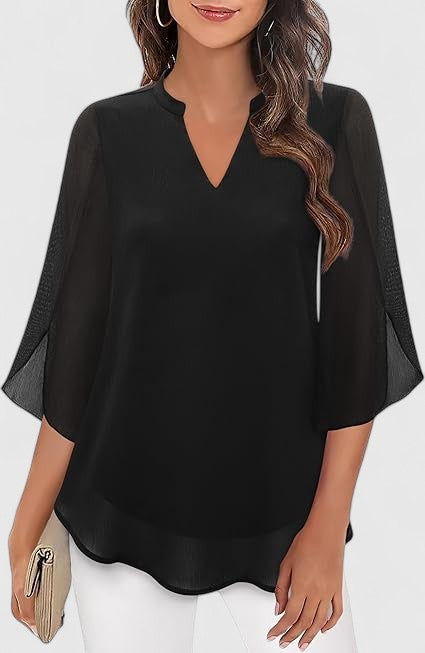 Denim V-Neck Women's Top – Flattering Silhouette & All-Day Comfort