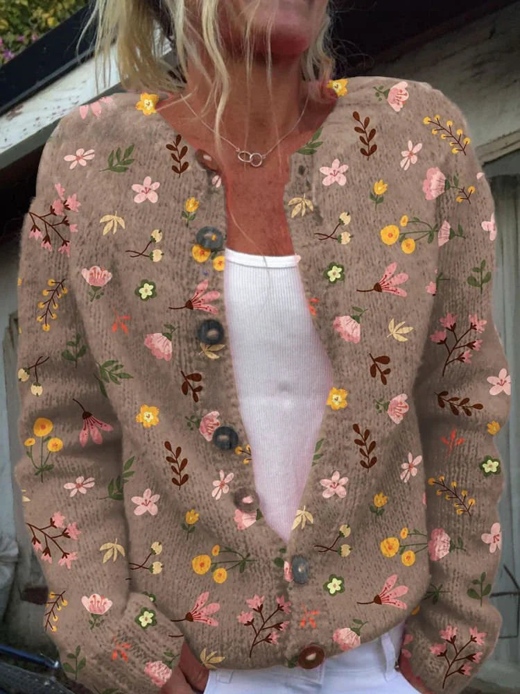 Braelynn Gilet Woman – Elegant Floral Pattern Vest with Comfortable Round Neck