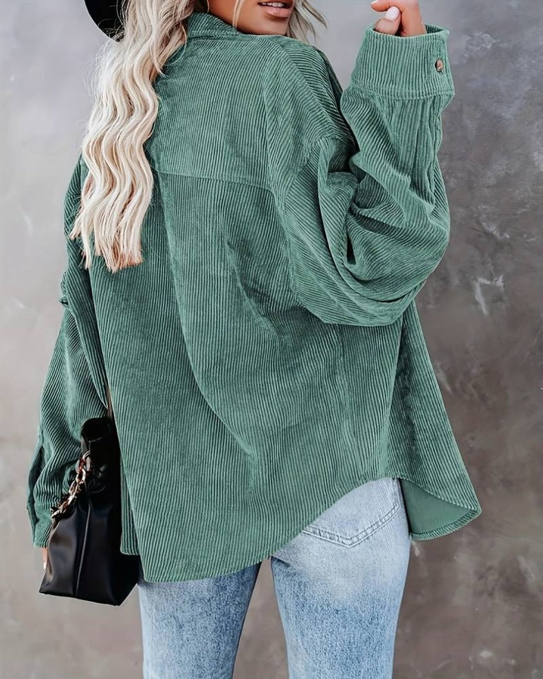 Ainsley Chemise Femme – Casual Vintage Shirt in Soft Corduroy with Chest Pocket