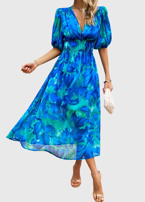 Floral Midi Dress – Breathable Fabric & Flattering Silhouette
