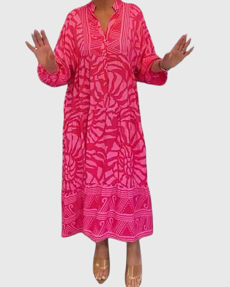 V-Neck Relaxed Fit Maxi Dress – Breathable Fabric & Flattering Silhouette