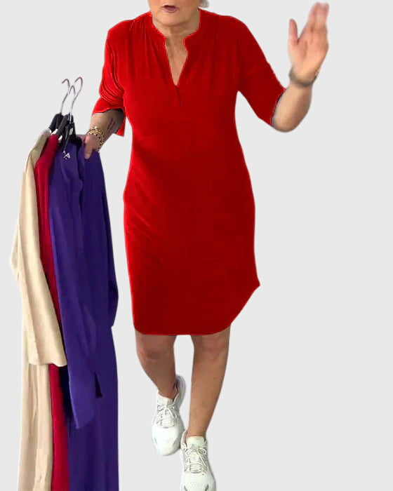 V-Neck Dress – Breathable Fabric & Comfort Stretch Fit
