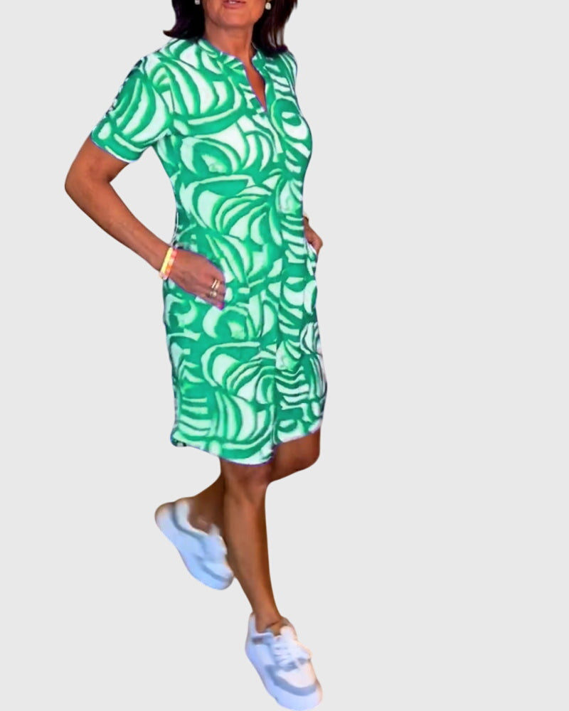 Short Sleeve A-Line Dress – Flattering Silhouette & All-Day Comfort