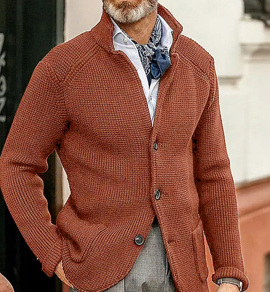 Edward Blazer Homme Vintage – Elegant Stand-up Collar, Long Sleeves & Timeless Style