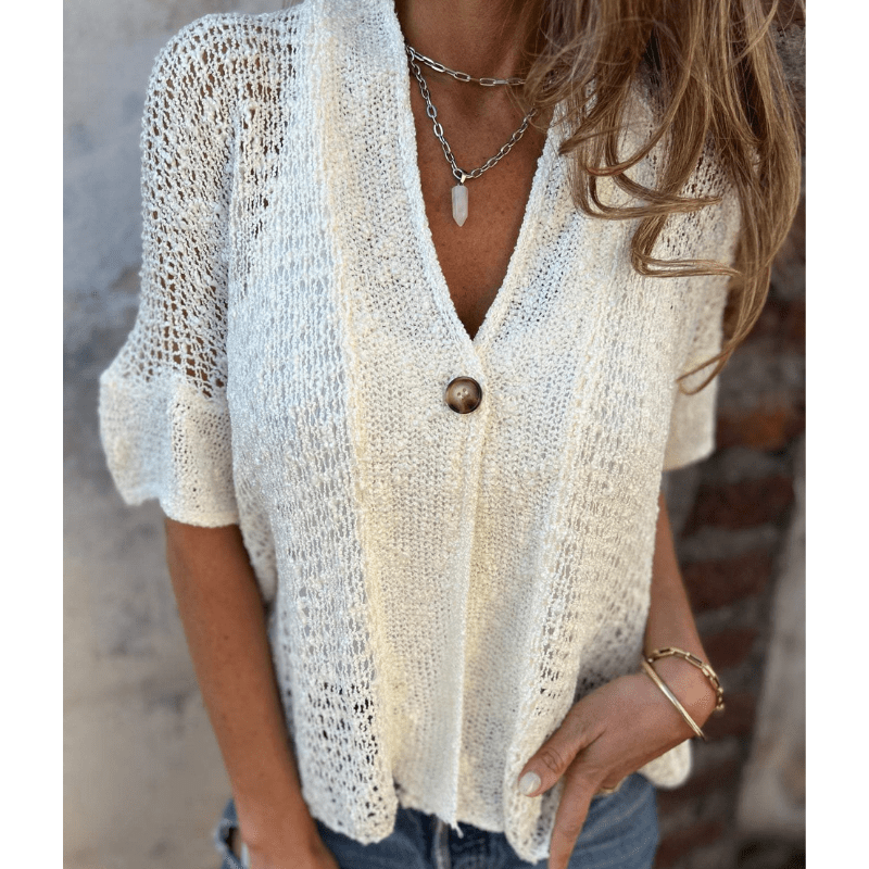 Short Sleeve Open Knit Dress – Lightweight Feel & All-Day Comfort