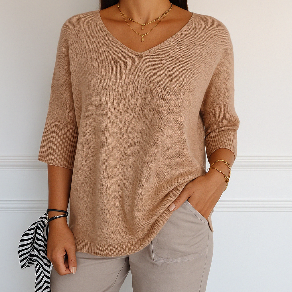 Coraline V-Neck Sweater Women – Fine Knit, Soft & Elegant for a Refined Style