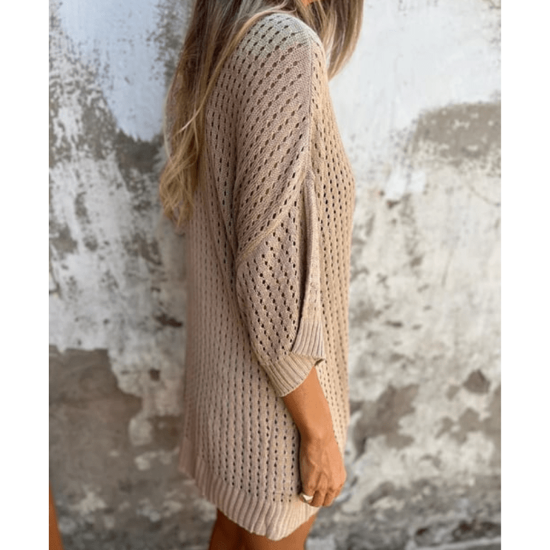 Aria Light Top with Openwork Patterns Woman – Fluid Cut, 3/4 Sleeves and Breathable Design by Looksy