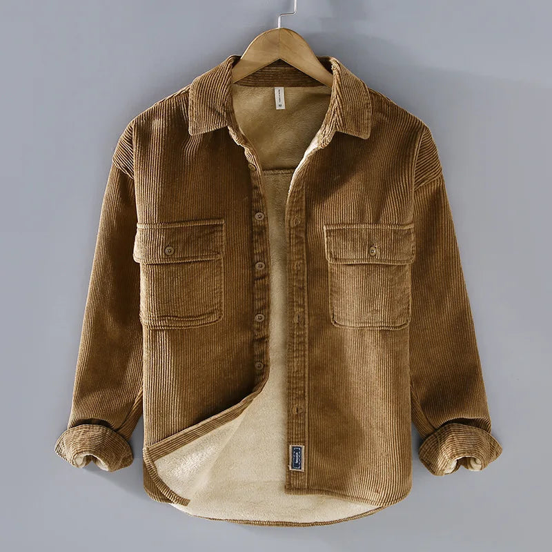 Emerson Corduroy Velvet Jacket Men – Warm Fleece Lining & Casual Style