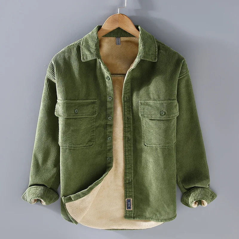 Emerson Corduroy Velvet Jacket Men – Warm Fleece Lining & Casual Style