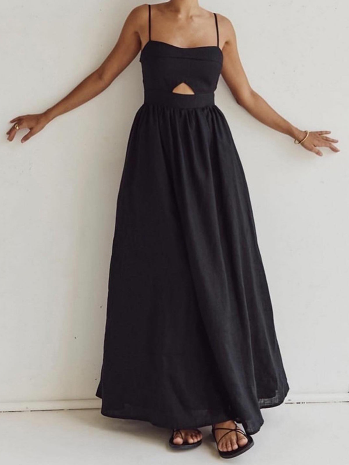 Flowy Black Maxi Dress for Women
