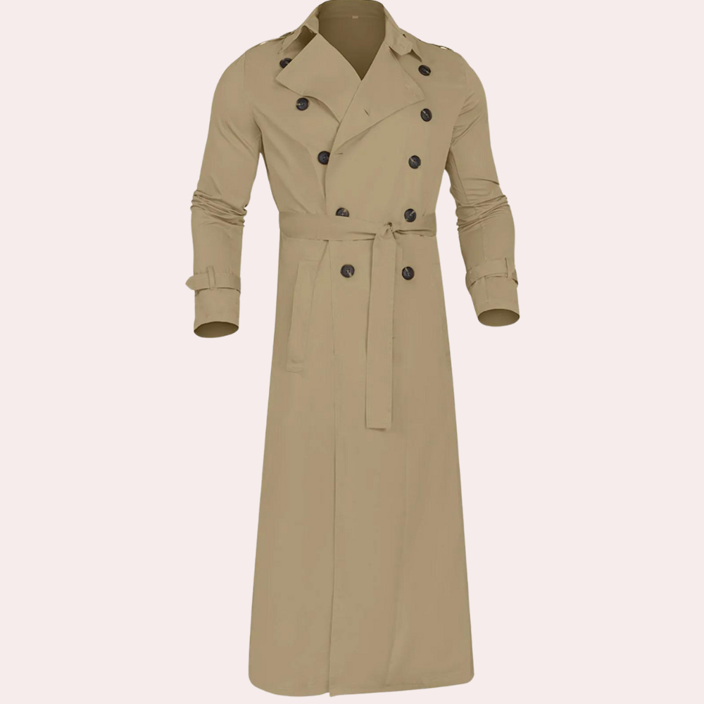 Laurence Trenchcoat Homme – Long Waterproof Coat with Classic Cut & Elegant Style