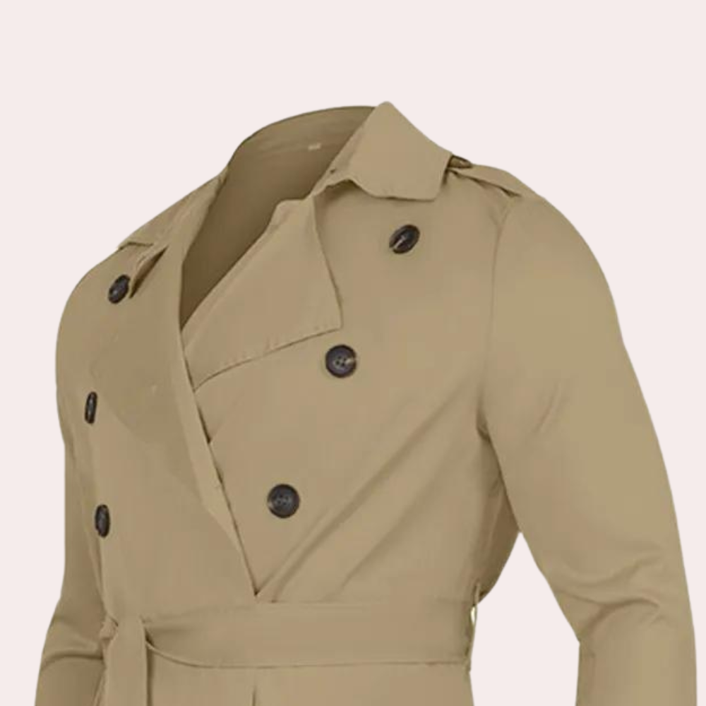 Laurence Trenchcoat Homme – Long Waterproof Coat with Classic Cut & Elegant Style
