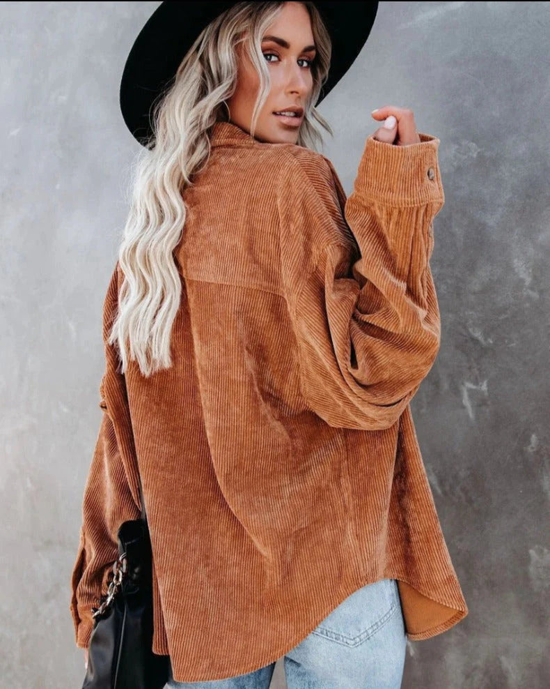 Ainsley Chemise Femme – Casual Vintage Shirt in Soft Corduroy with Chest Pocket