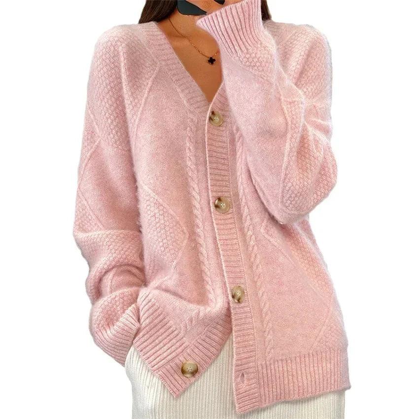 Lena Cardigan Femme – Soft Cashmere Buttoned Cardigan & Elegant Long Sleeves