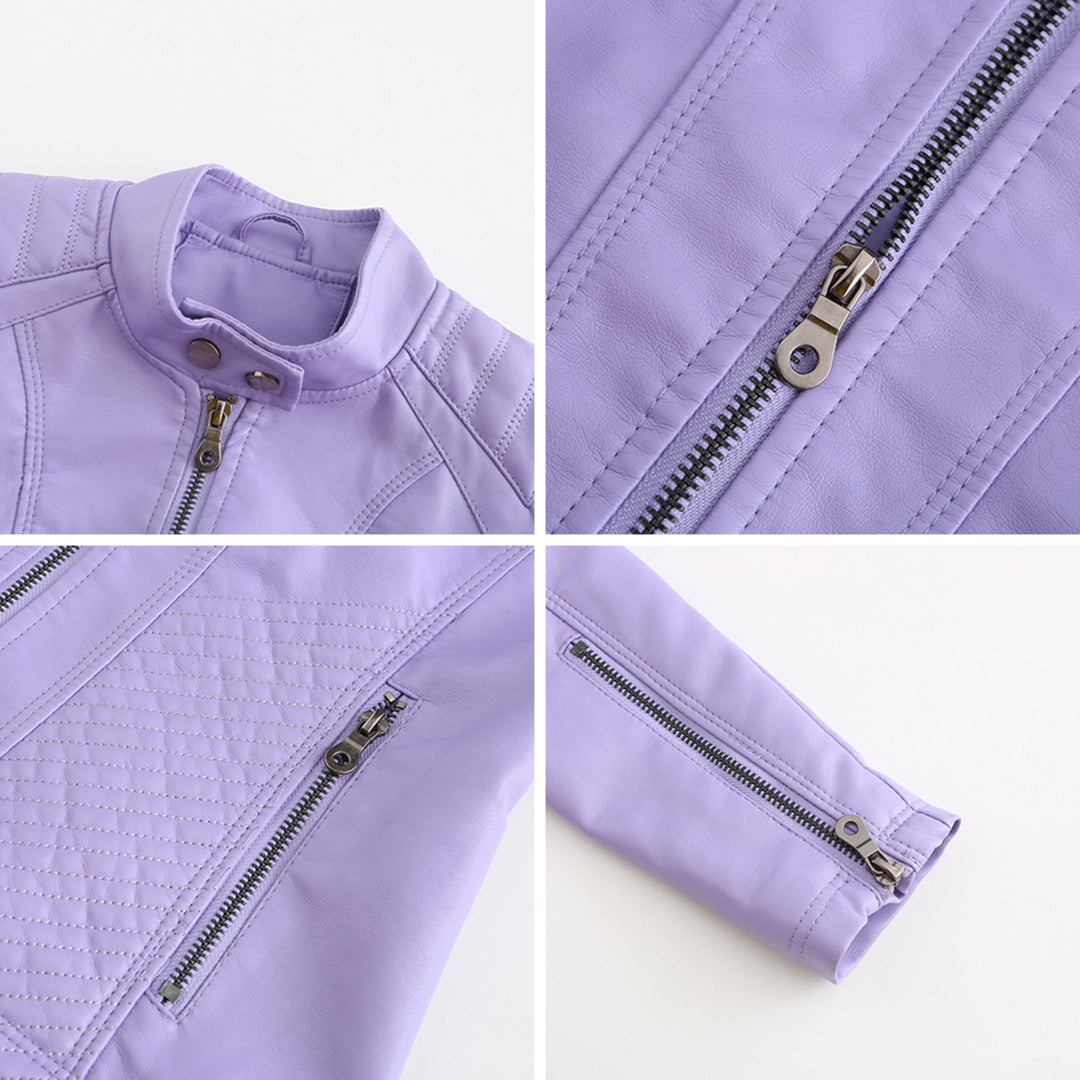Andrijana Veste Femme – Elegant Soft Leather Jacket with Asymmetric Closure