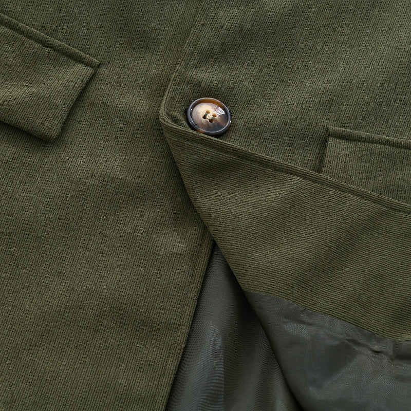 Emerson Men's Corduroy Velvet Coat – Slim Fit with Stand-up Collar & Elegant Side Pockets