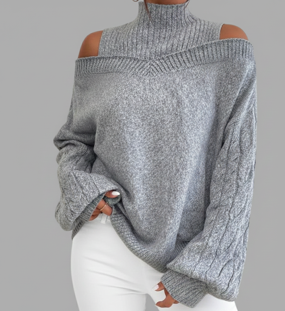 Isabel Elegant Sweater Woman – Refined Off-Shoulder, Soft Knit & Feminine Style