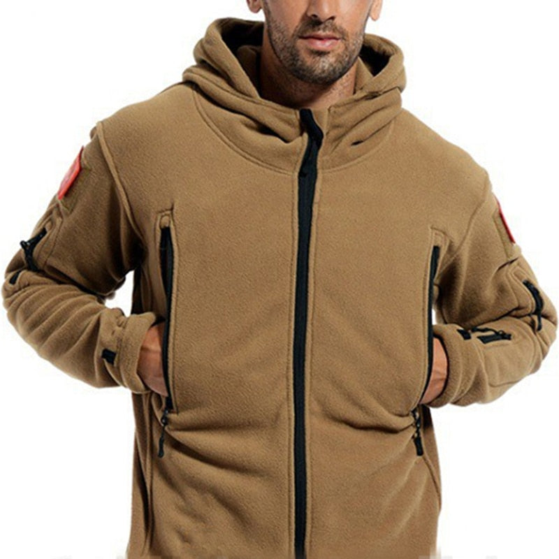 Hunter Men's Thermal Fleece Jacket – Military Cut Outdoor Jacket with Hood & Pockets