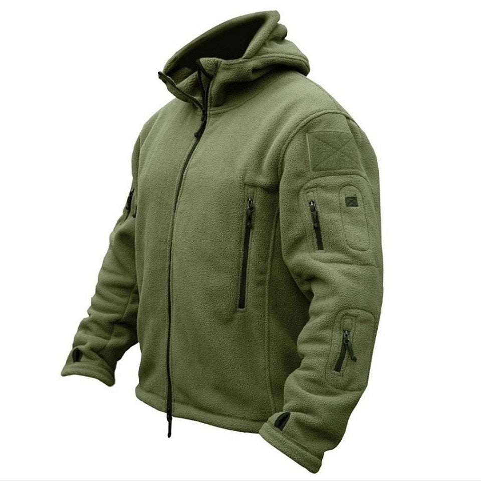 Hunter Men's Thermal Fleece Jacket – Military Cut Outdoor Jacket with Hood & Pockets