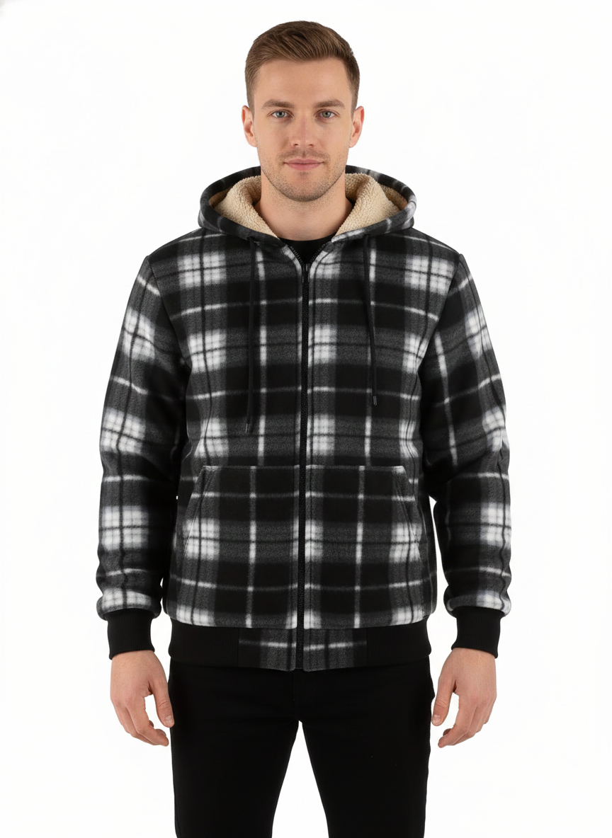 Henry Winter Jacket for Men with Plaid – Elegant Warm Coat with Button Closure