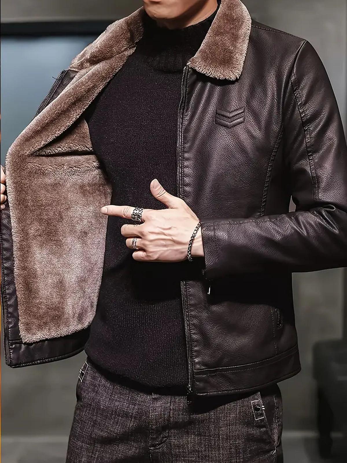 Jarlo Men's Leather Jacket – Classic Fit, Thermal Insulation & Windproof Protection