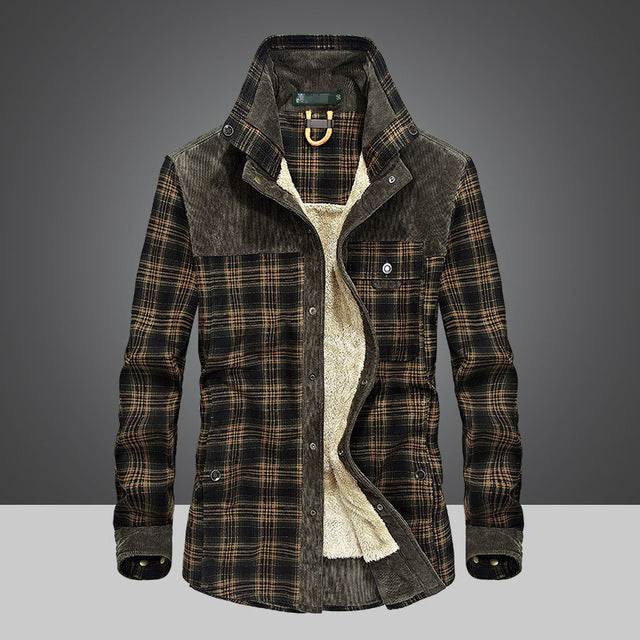 Arthuro Men's Winter Coat – Elegant Plaid Jacket with Notched Collar & Classic Buttoning