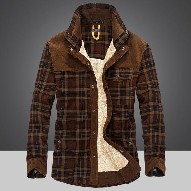 Arthuro Men's Winter Coat – Elegant Plaid Jacket with Notched Collar & Classic Buttoning