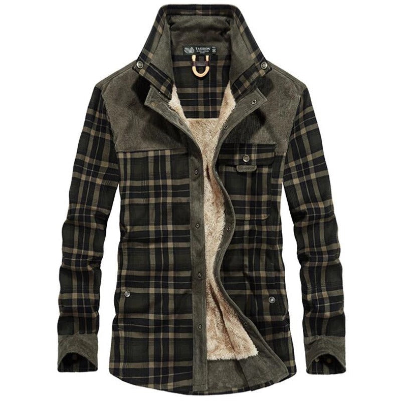 Arthuro Men's Winter Coat – Elegant Plaid Jacket with Notched Collar & Classic Buttoning