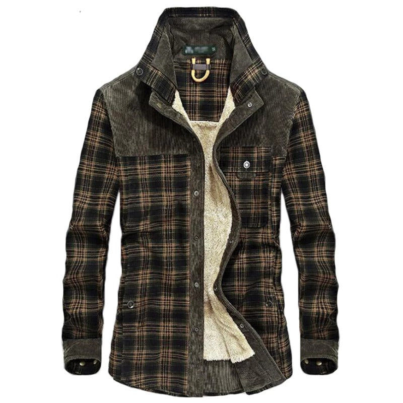 Arthuro Men's Winter Coat – Elegant Plaid Jacket with Notched Collar & Classic Buttoning