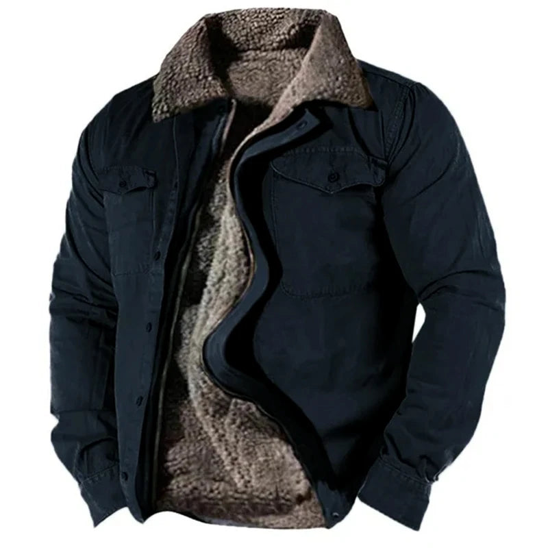 Morgan Men's Winter Jacket – Fleece-Lined Shirtjack with Pockets & Snap Buttons