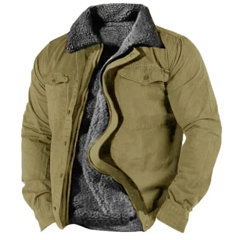 Morgan Men's Winter Jacket – Fleece-Lined Shirtjack with Pockets & Snap Buttons