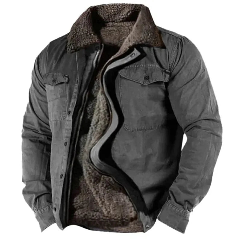 Morgan Men's Winter Jacket – Fleece-Lined Shirtjack with Pockets & Snap Buttons