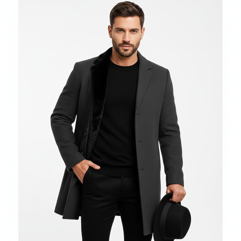 Ian Men's Winter Coat | Long Buttoned Coat | Windproof & Elegant Design