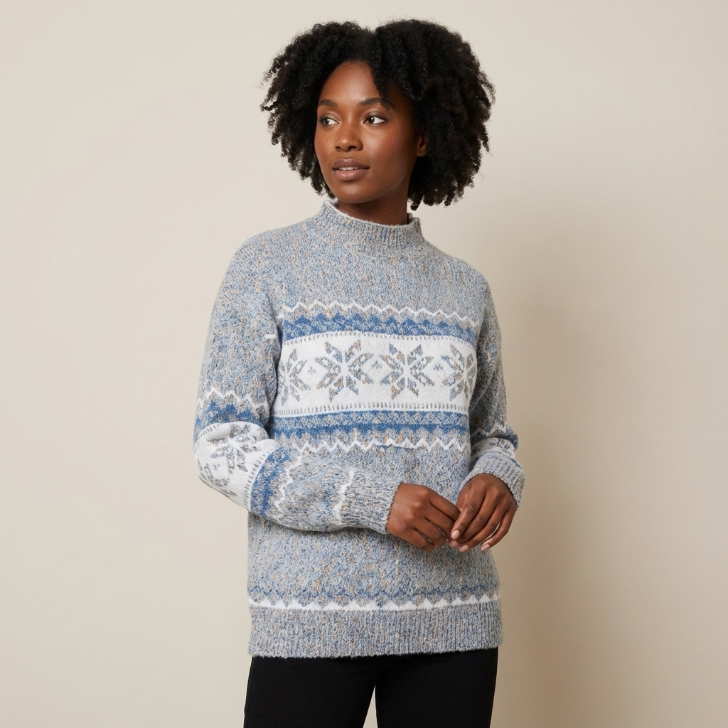 Graciela Women's Norwegian Pullover – Warm Wool Knit Scandinavian Snowflake Pattern