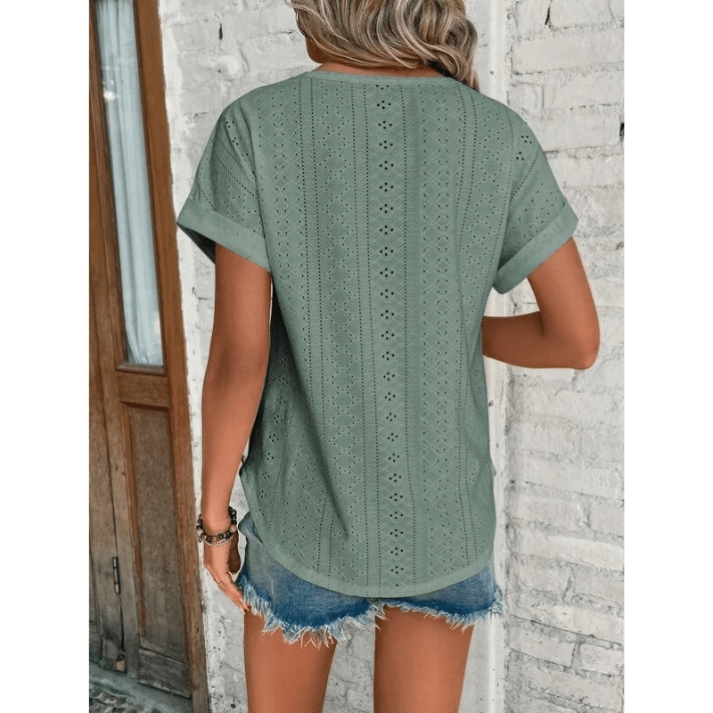 Isaure Embroidered Blouse Women – Lightweight Fabric, Short Sleeves and Casual Chic Style by Looksy