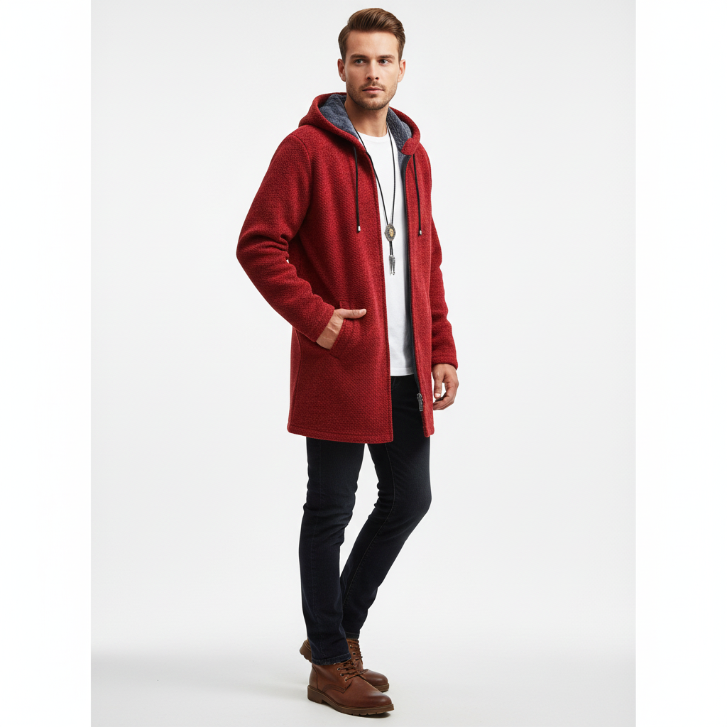 Jeff Men's Winter Coat – Elegant Warm Jacket with Adjustable Hood & Zipper Closure
