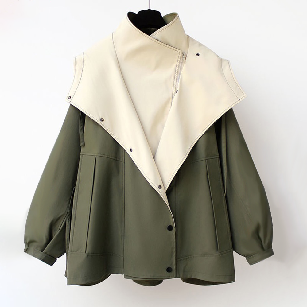 Mikyla Manteau Trench Woman – Chic Bicolor Modern & Warm for Autumn Winter Elegant