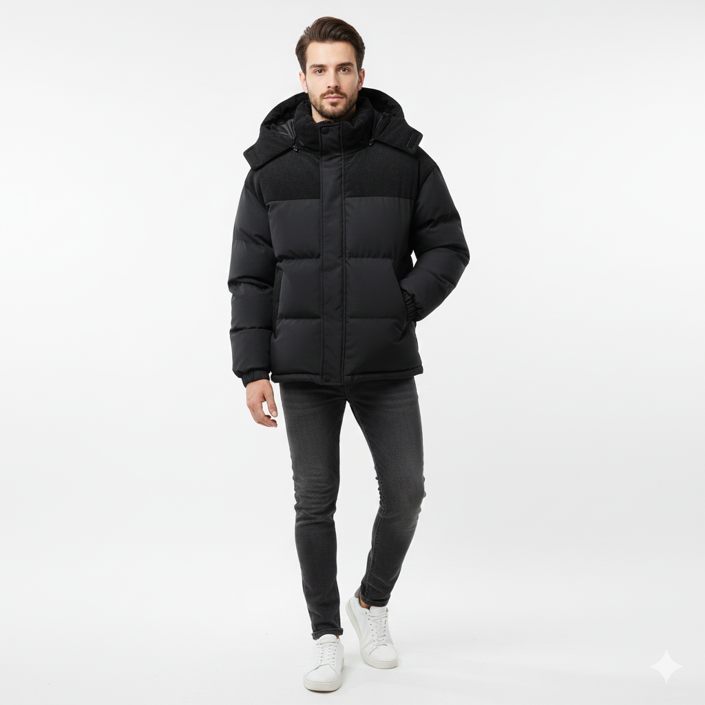 Johan Men's Winter Jacket with Hood – Quilted Regular Fit Windbreaker Autumn & Winter