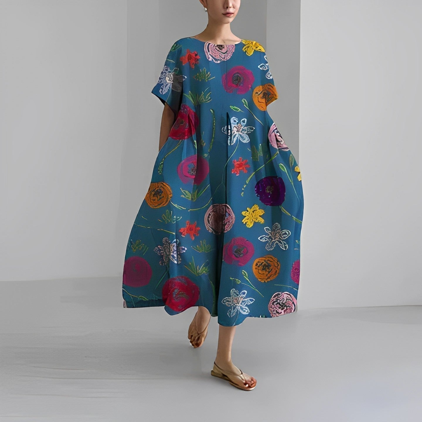 Chic and Stylish Loose Fit Printed Dress for Women