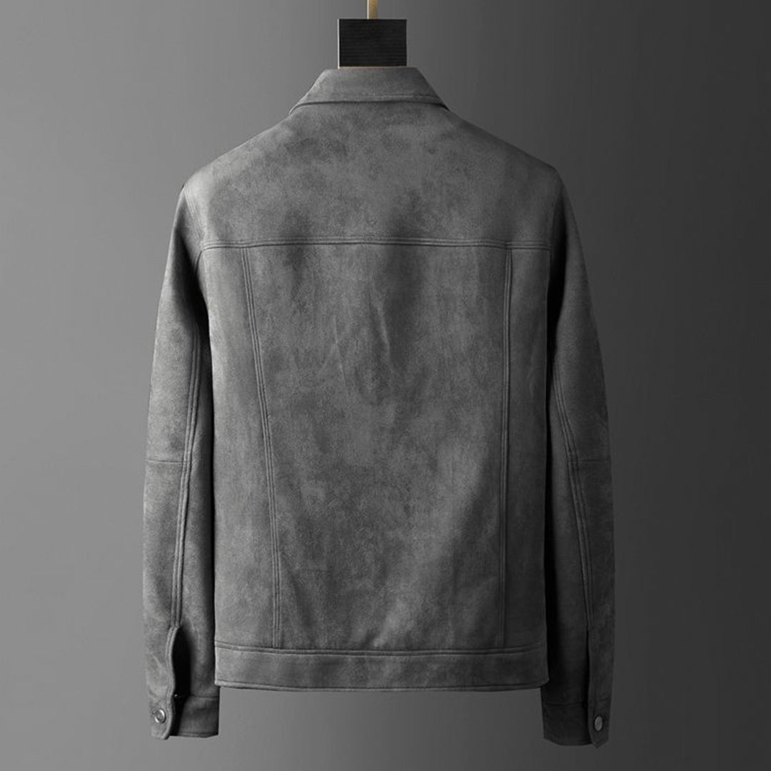Alaric Men's Suede Jacket – Elegant Buttons, Refined Collar & Classic Casual Style