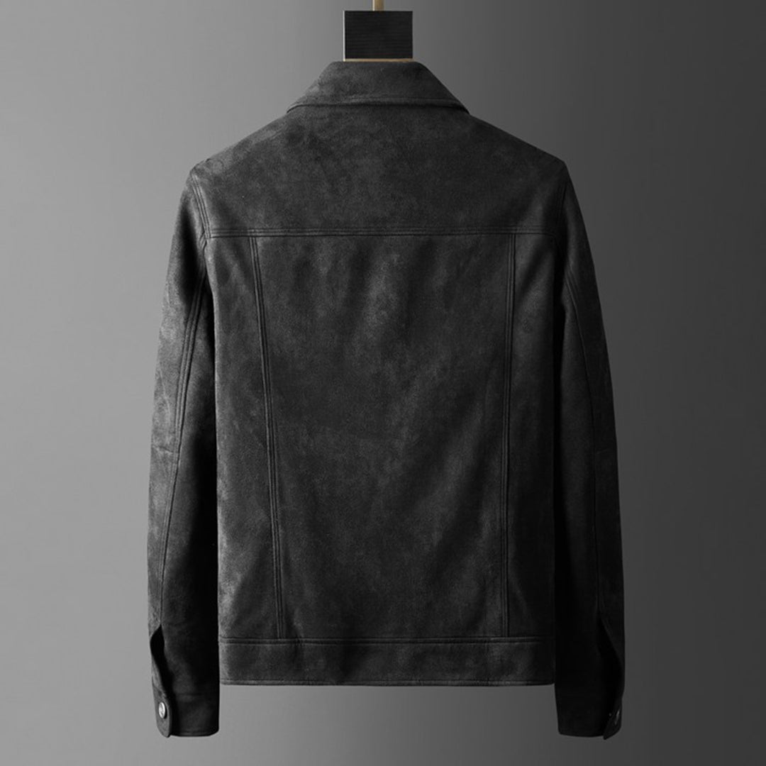 Alaric Men's Suede Jacket – Elegant Buttons, Refined Collar & Classic Casual Style