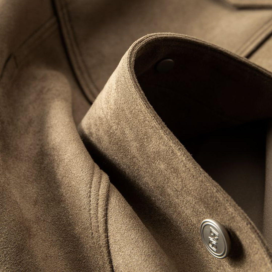 Alaric Men's Suede Jacket – Elegant Buttons, Refined Collar & Classic Casual Style