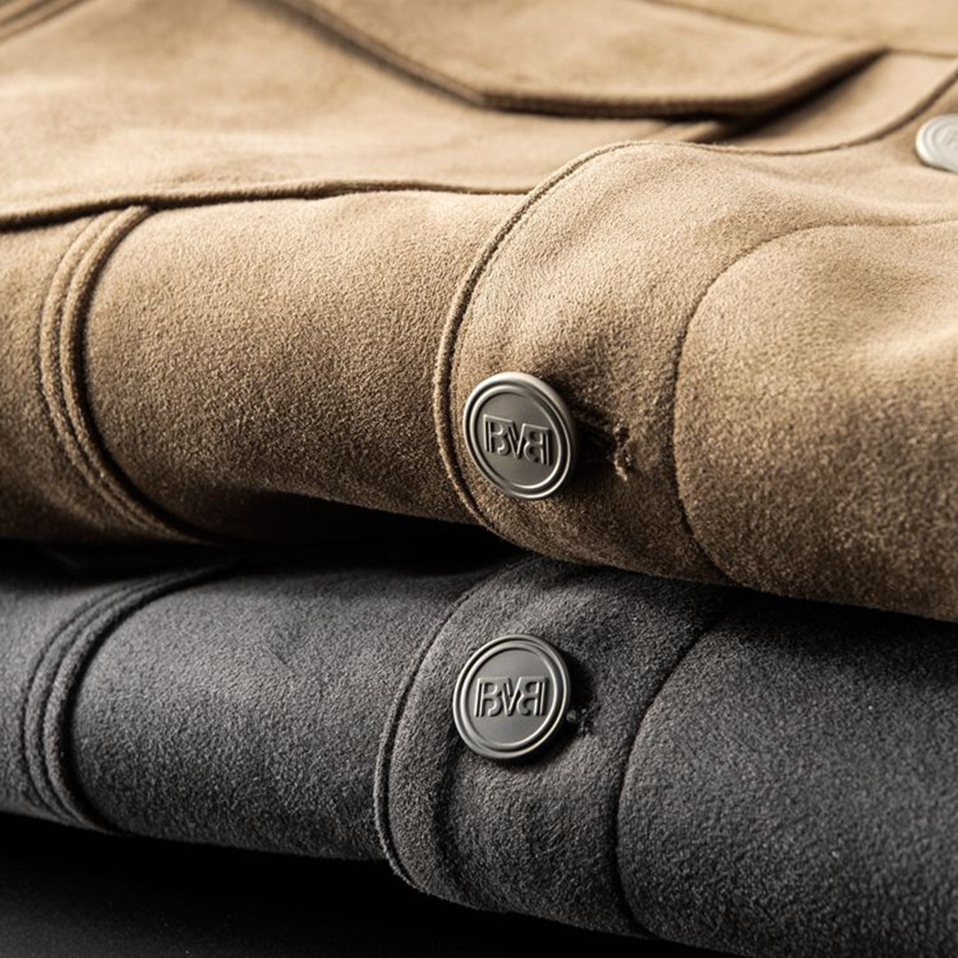 Alaric Men's Suede Jacket – Elegant Buttons, Refined Collar & Classic Casual Style