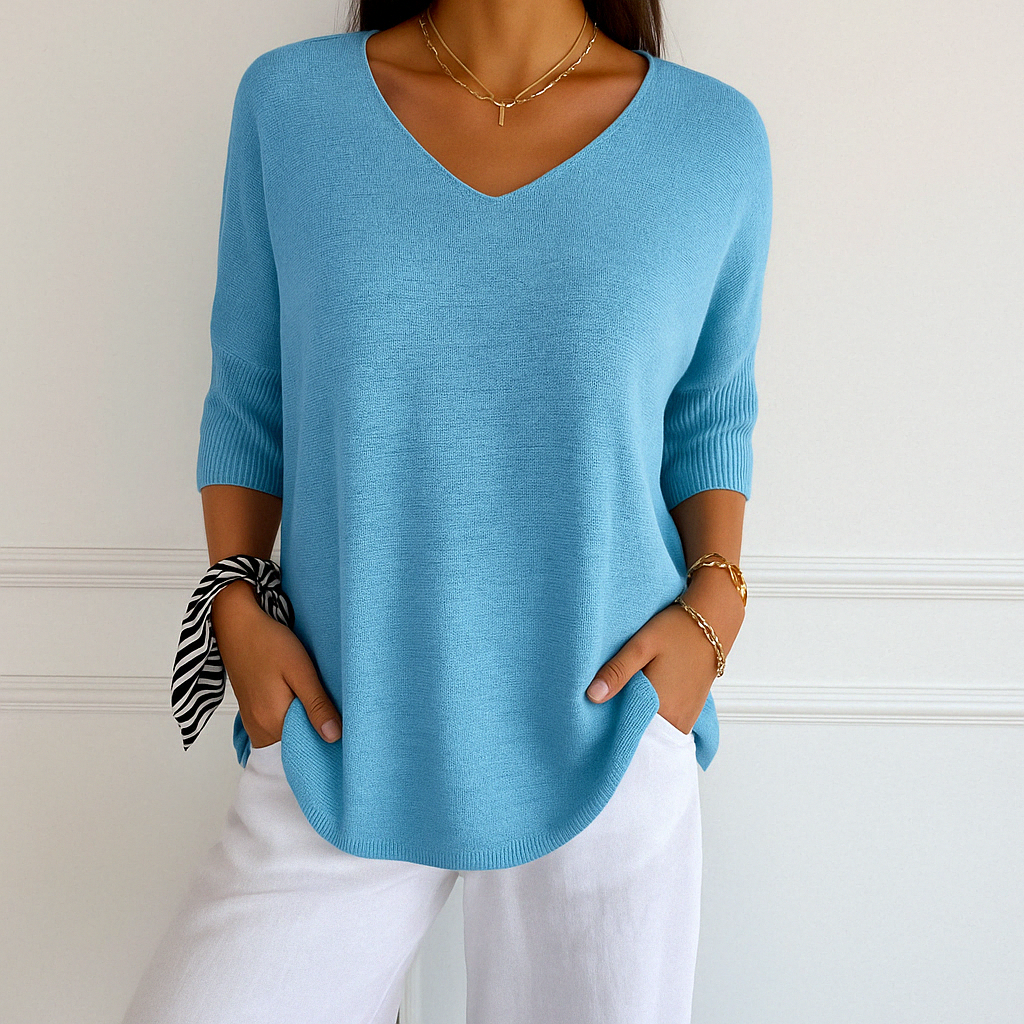 Coraline V-Neck Sweater Women – Fine Knit, Soft & Elegant for a Refined Style
