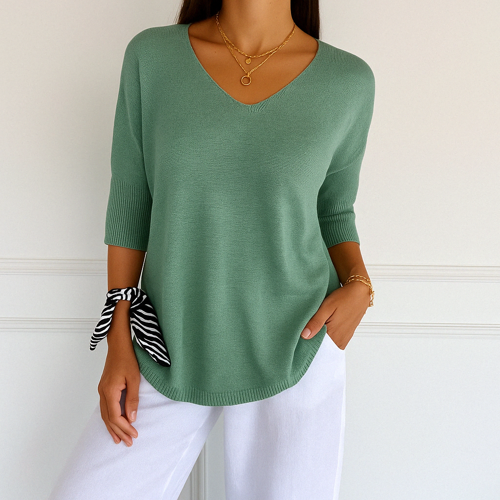 Coraline V-Neck Sweater Women – Fine Knit, Soft & Elegant for a Refined Style